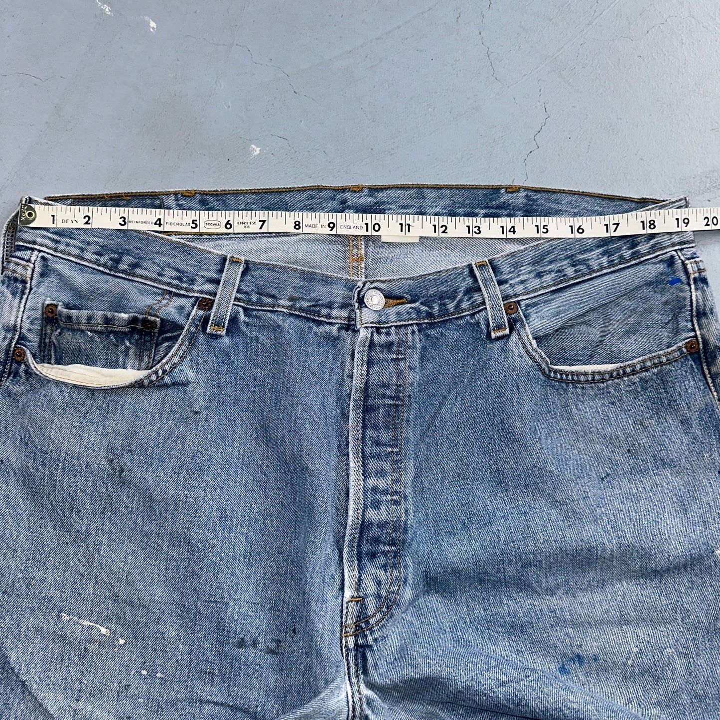 Levis 501 Vintage Y2K Mexico Straight Leg Jeans Blue Light Wash 40x30 Act 38x30