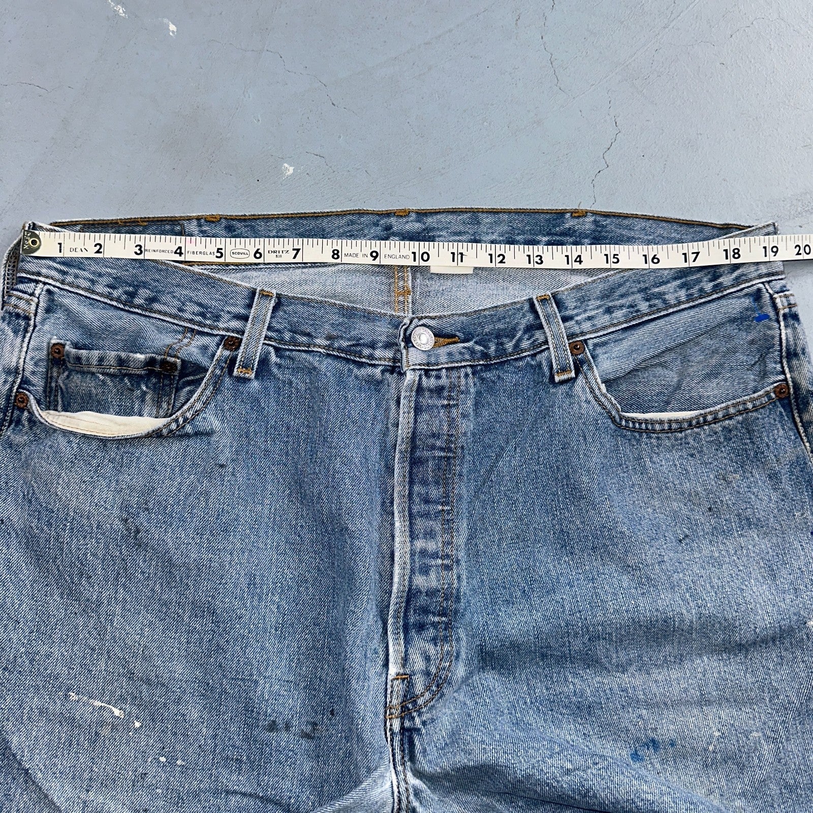 Levis 501 Vintage Y2K Mexico Straight Leg Jeans Blue Light Wash 40x30 Act 38x30