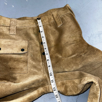 Vintage 1960s Leather Pants 28 Wide Leg Brown Rockabilly 60s Cowboy Suede 27x30