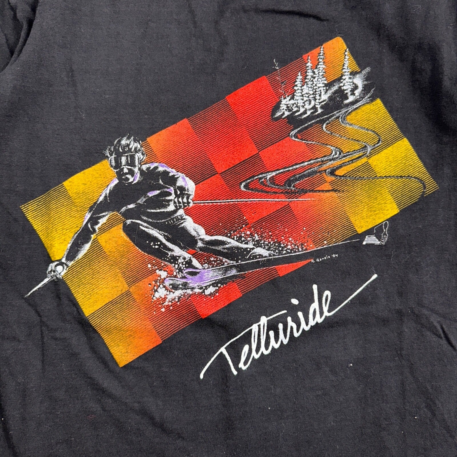 Telluride Colorado Skiing VTG T Shirt Snow Board 1980s 80s Black Single Stitch