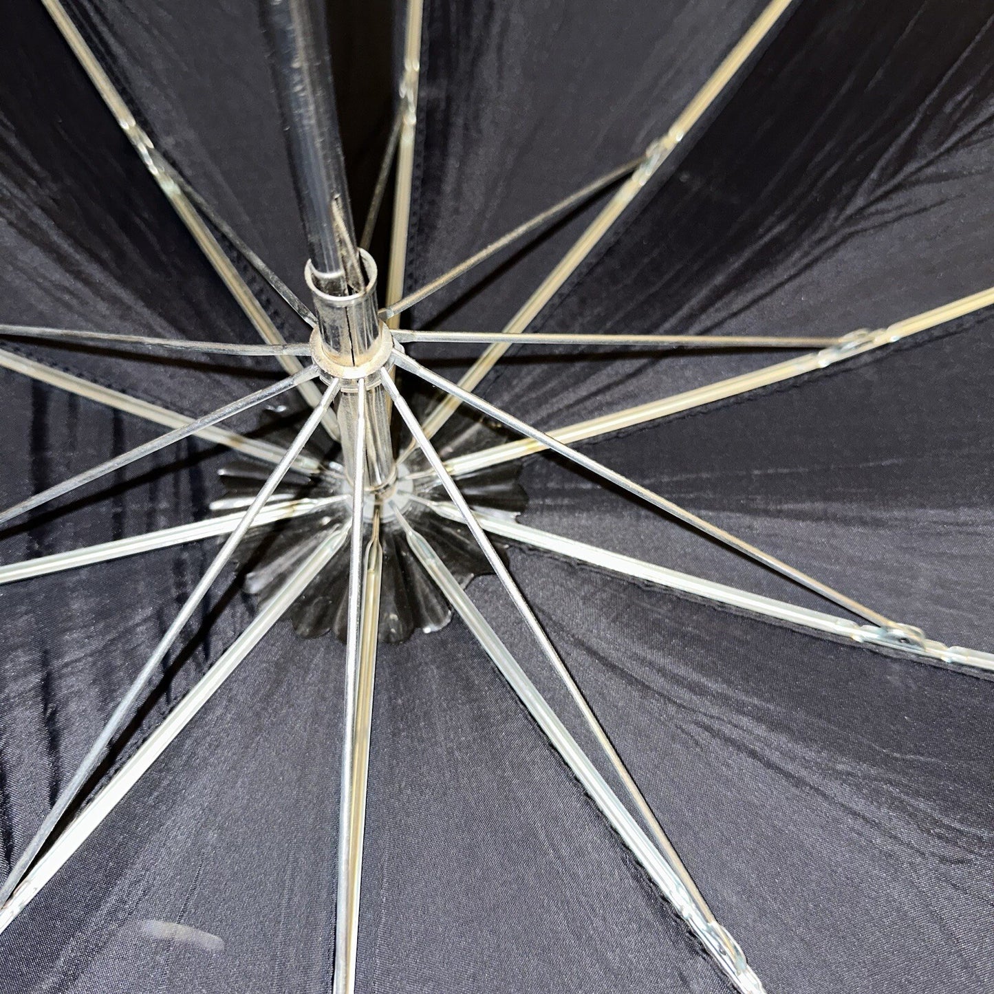 Vintage Telescoping Umbrella Leather Handle and Case 70s 80s Antique Black Basic