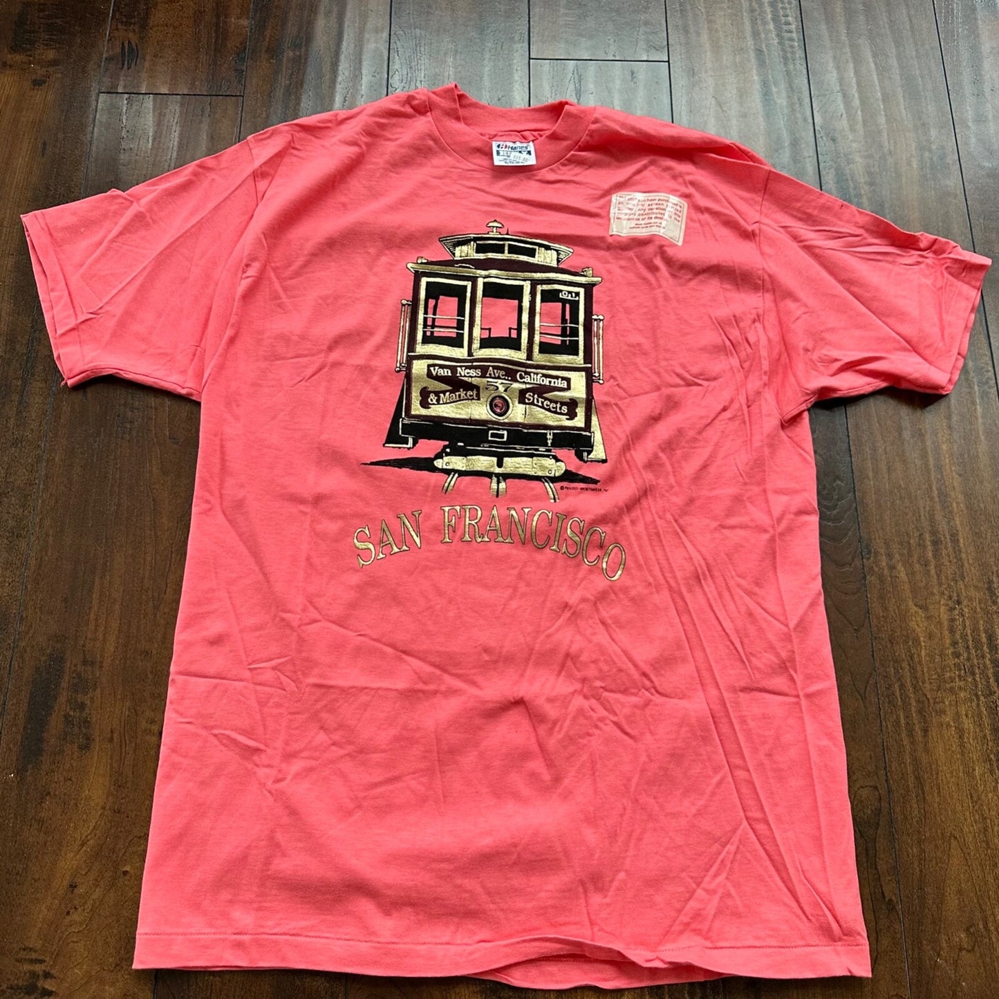 San Francisco Hanes 80s Vintage T Shirt Single Stitch Pink Train Move Funny