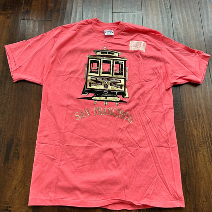 San Francisco Hanes 80s Vintage T Shirt Single Stitch Pink Train Move Funny