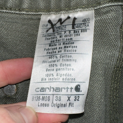 Carhartt VTG Double Knee Carpenter Pants Mexico B01 B136 MOS Green Act 38x32