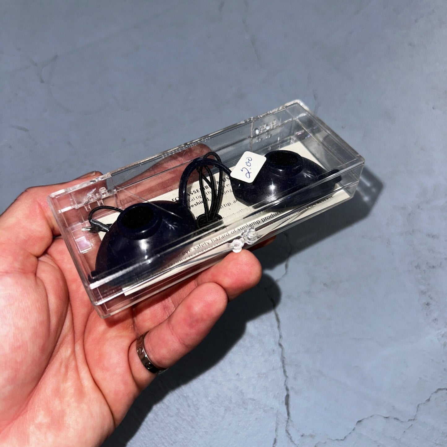 Vintage 1986 LUCAS Super Sunnies Eyeshields Navy Tanning Bed Protection Eyewear