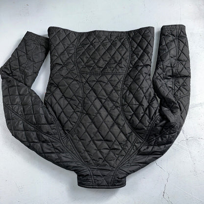 Nike Jacket VTG Womens M Black Quilted Full Zip Mock Neck Pockets Y2K 2000s
