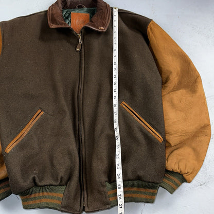 Golden Bear Vintage Leather Wool Brown Varsity Letterman Jacket L Suede