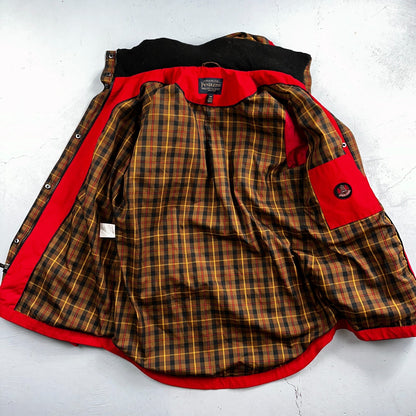 Pendleton Womens Medium Full Zip Hooded Plaid Lined Outdoor Jacket VTG Style Red