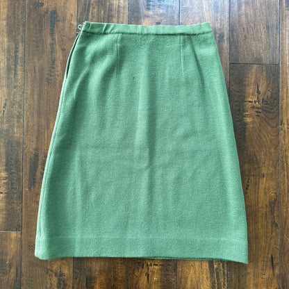 Vintage Lipman Wolfe & Co Green Wool Skirt Suit Womens Italy 100% 1960s 60s