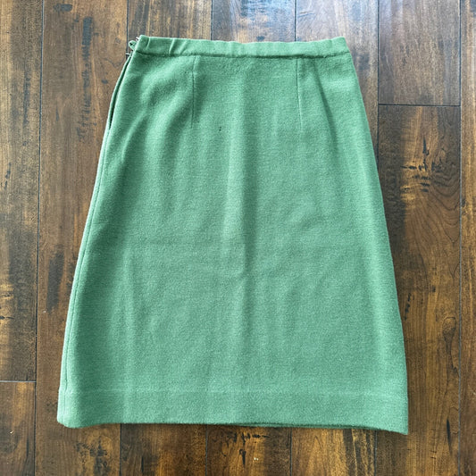 Vintage Lipman Wolfe & Co Green Wool Skirt Suit Womens Italy 100% 1960s 60s