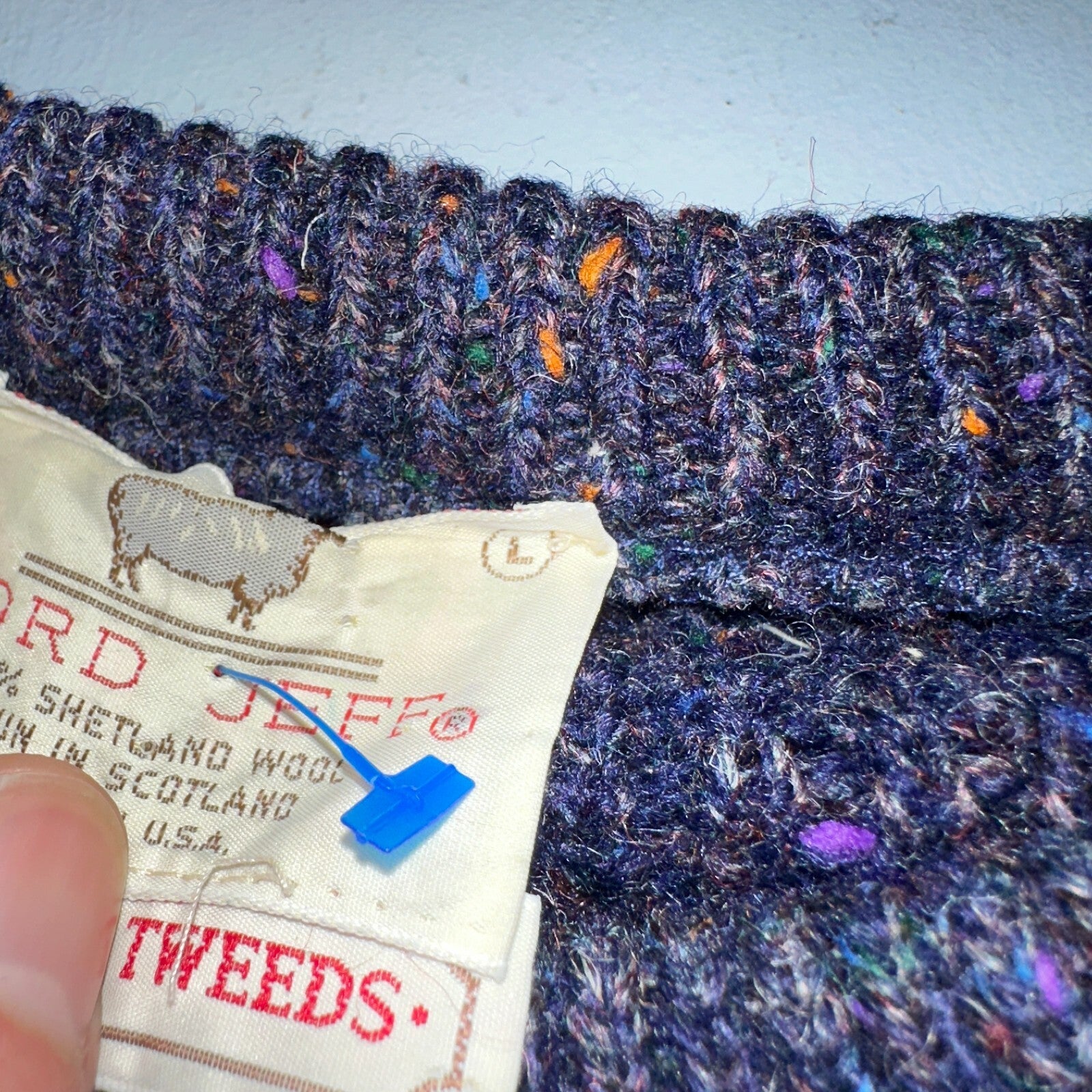 Vintage 70s Lord Jeff Hebrides Tweeds Pullover Sweater Large Purple 1970s Wool