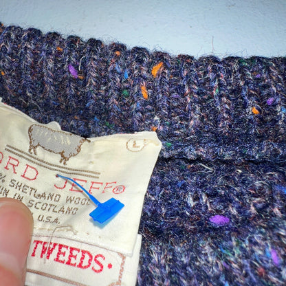 Vintage 70s Lord Jeff Hebrides Tweeds Pullover Sweater Large Purple 1970s Wool