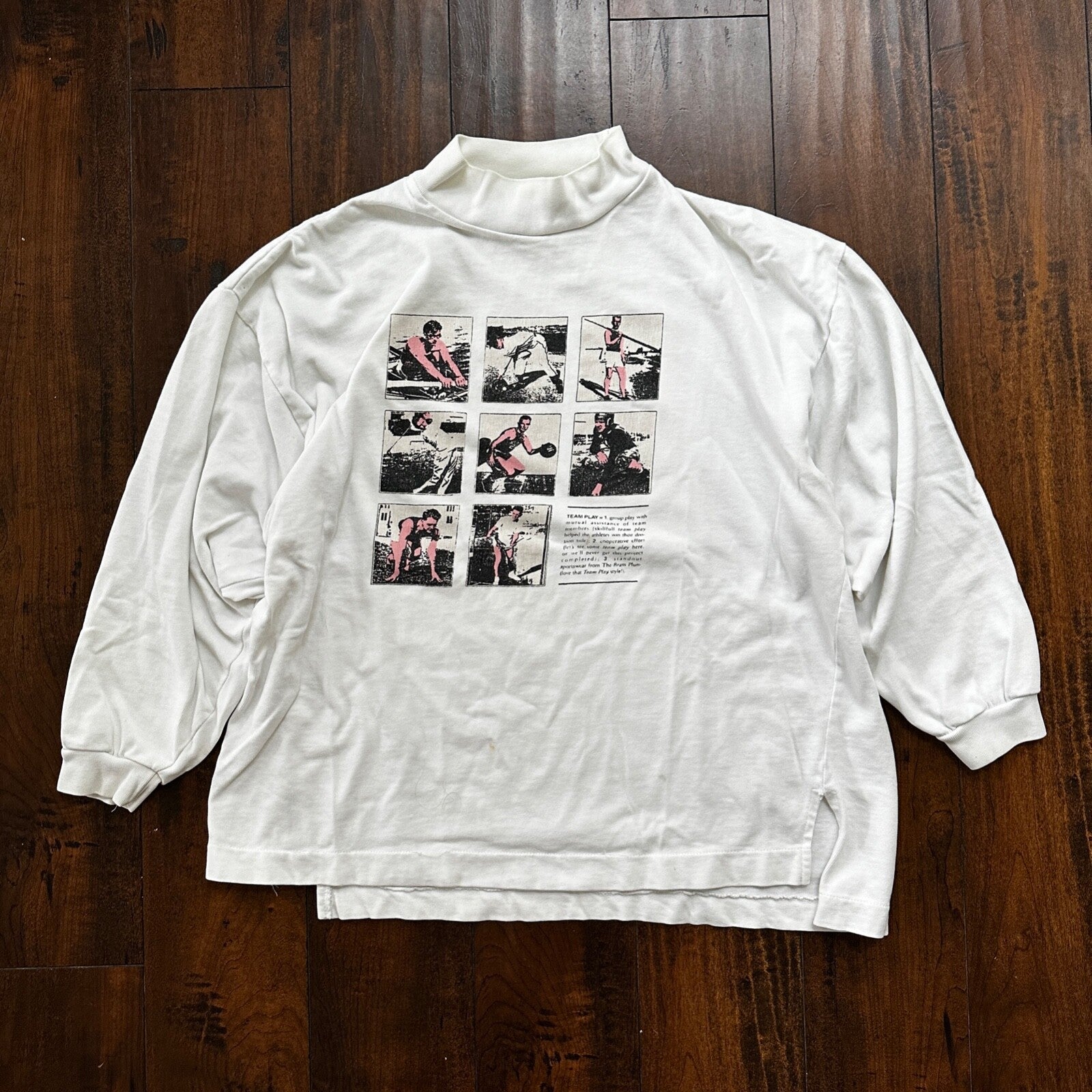 Sports White Basketball Team Long Sleeve Gym Vintage T Shirt 90s Gang Cool Rap