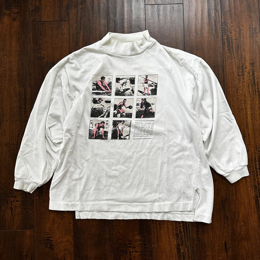 Sports White Basketball Team Long Sleeve Gym Vintage T Shirt 90s Gang Cool Rap