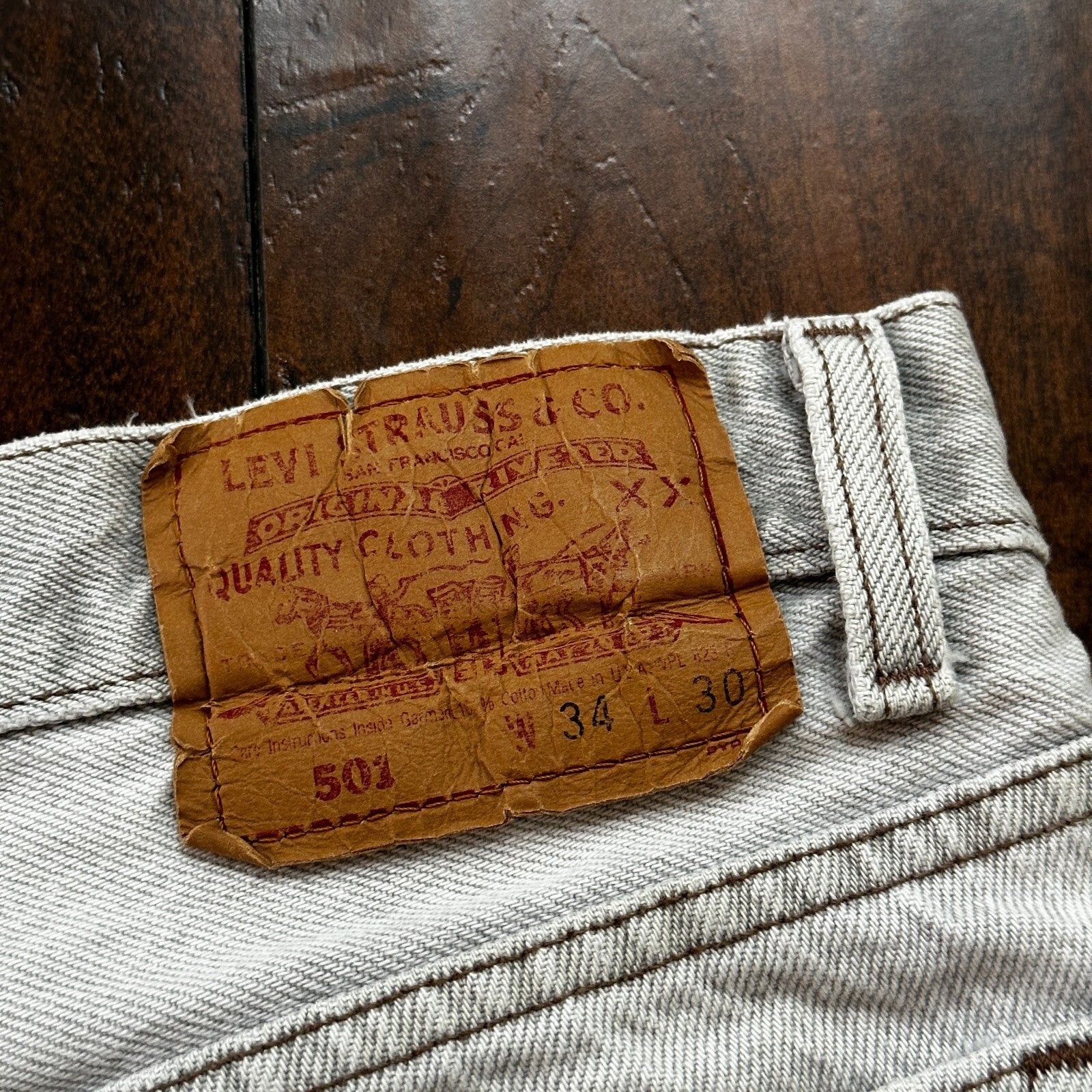 VTG USA Levis 501 Button Fly 90s Tag Jeans 80s 34x30 Act 31x28 Grey Faded White