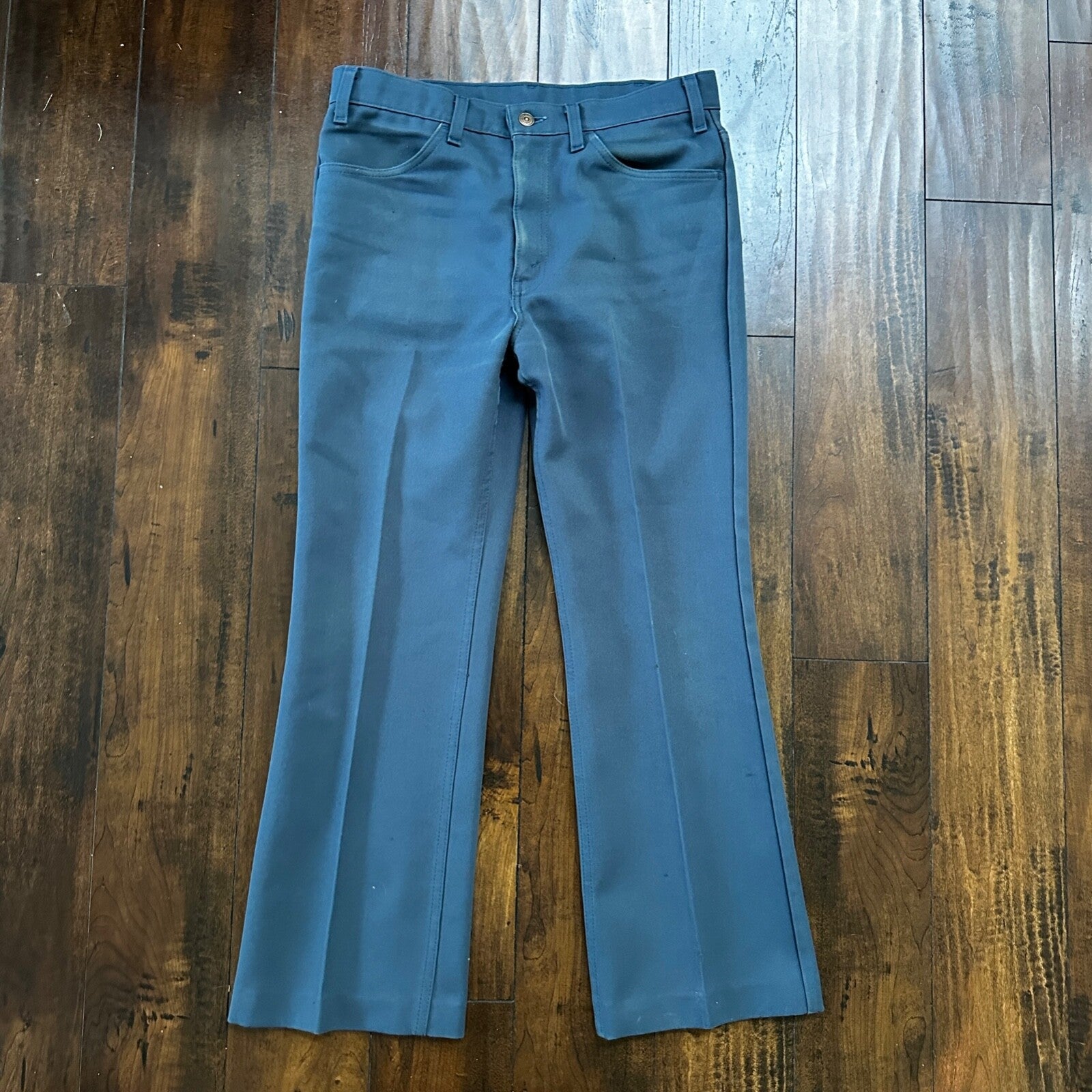 VTG Levis 517 Lot 2 Blue + Brown Polyester Pants Black Gold Tab 34x30 Act 32x28