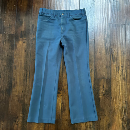 VTG Levis 517 Lot 2 Blue + Brown Polyester Pants Black Gold Tab 34x30 Act 32x28