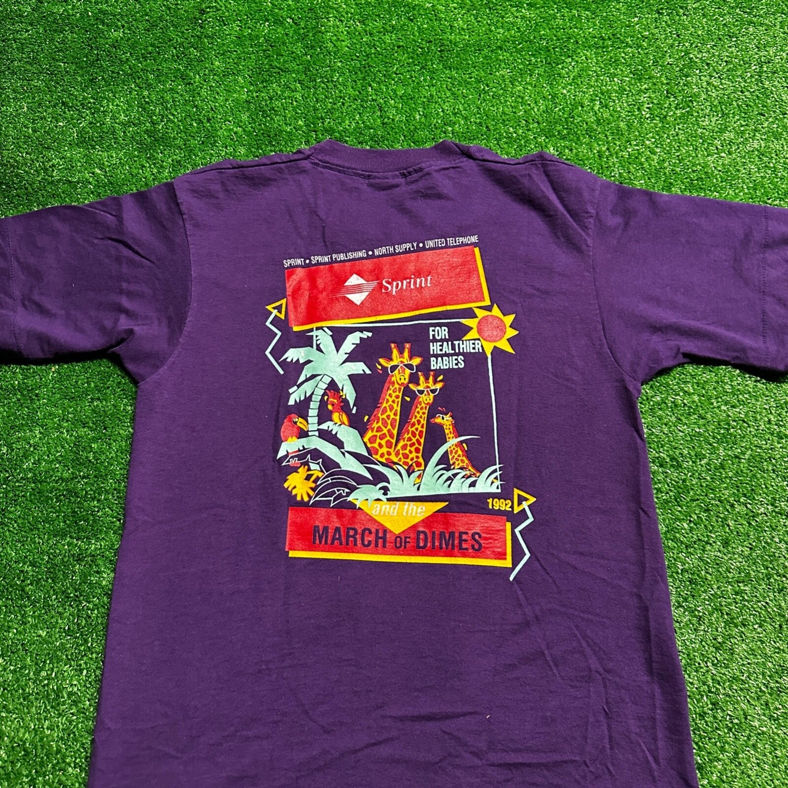 Screen Stars 1992 Wild Sprint Vintage T Shirt Giraffe Cute Animals Funny Winning