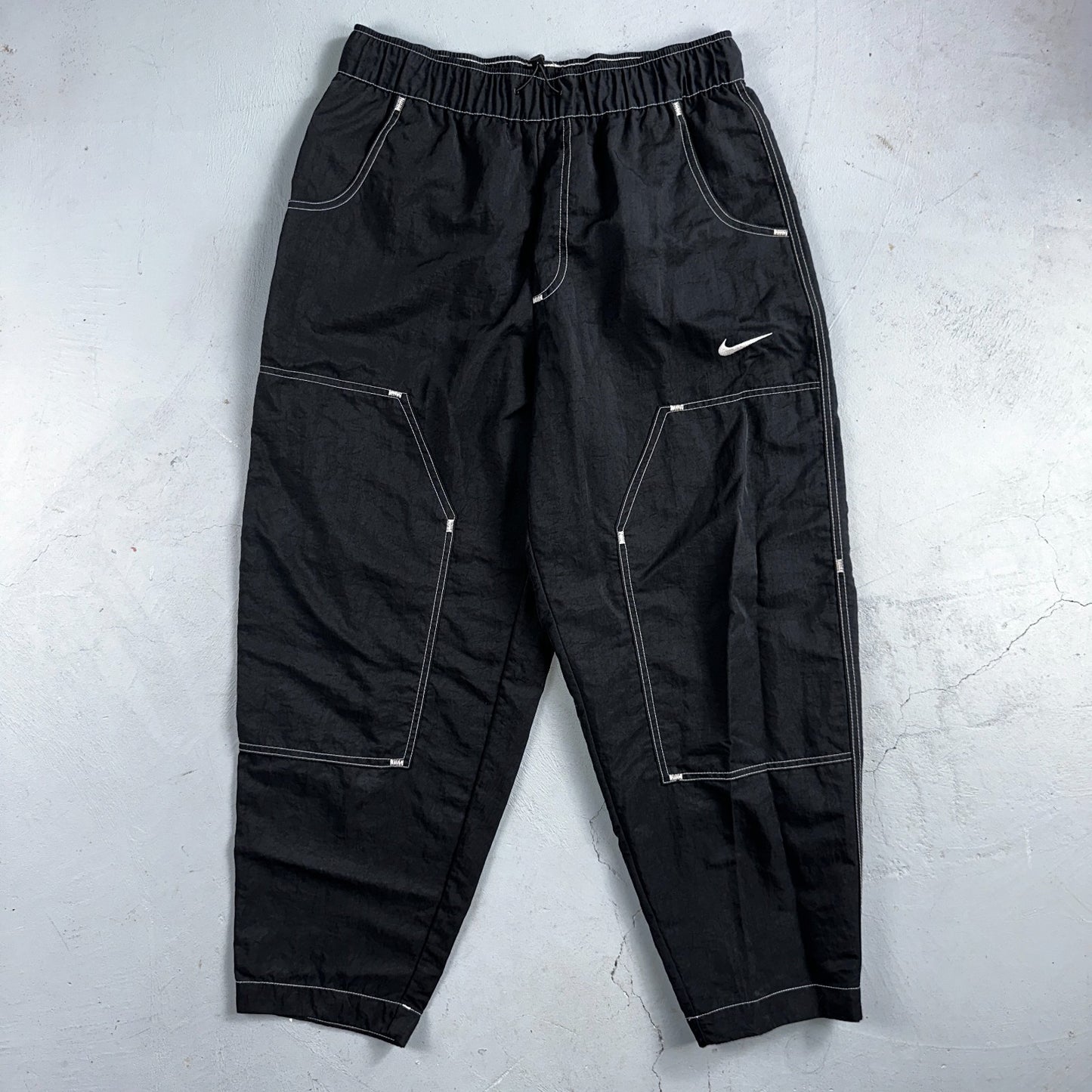 Nike Sportswear Swoosh Baggy Track Pants Womens M High Rise DM6209-010 Black