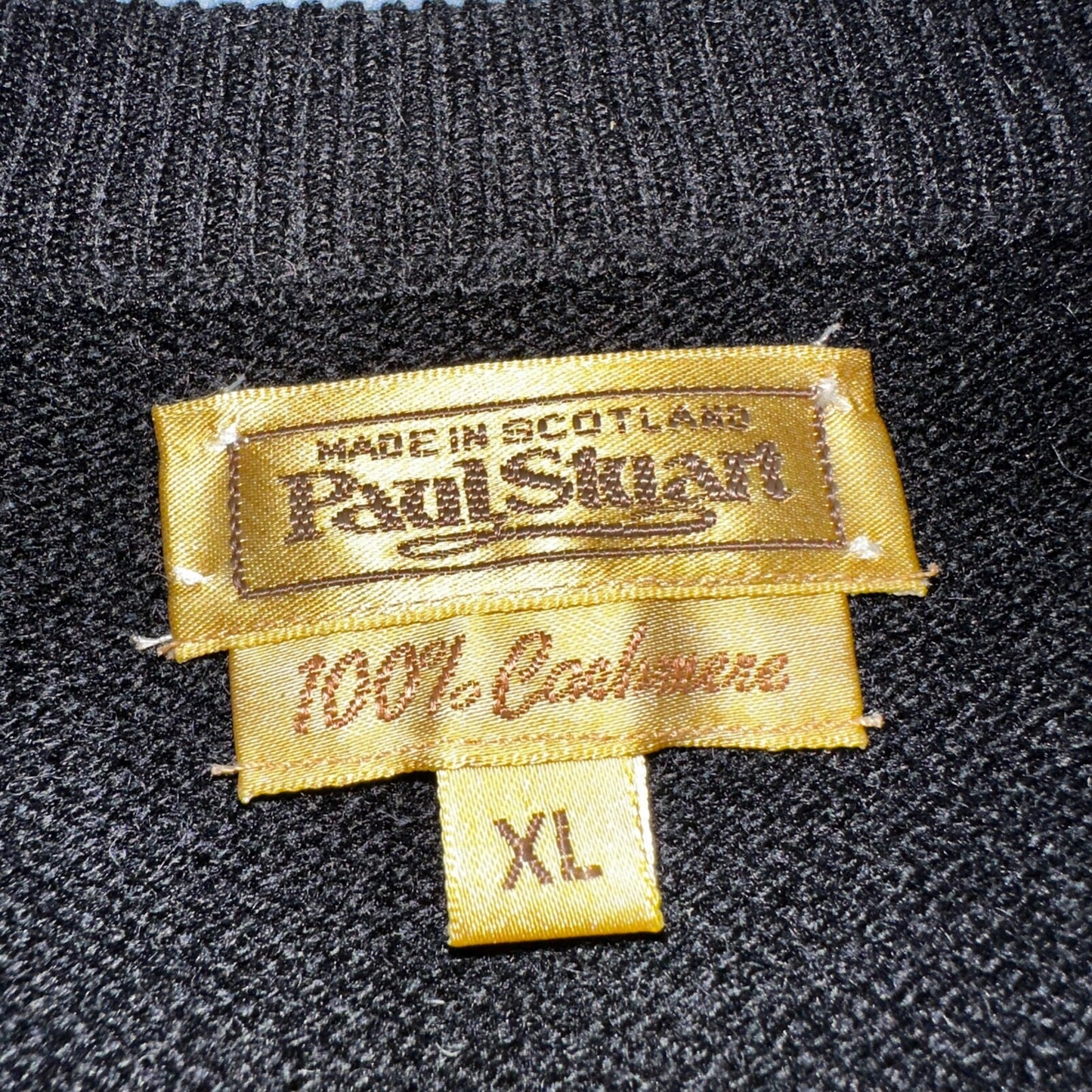 Paul Stuart V Neck Mens Sz XL 100% Cashmere Pullover Sweater Vest Black Scotland