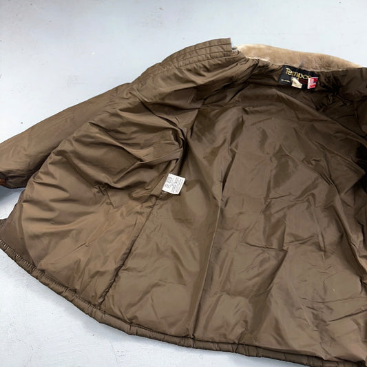 Vintage Tempco Goose Down Insulated Puffer Jacket Brown Size 14 USA 1970s 70s