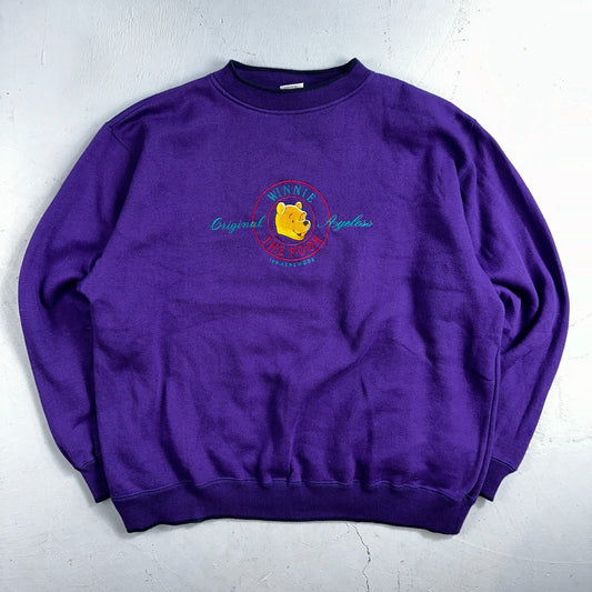 Pooh VTG Acrewood Purple Crew Neck Sweatshirt XL Embroidered 90s Cute Bear