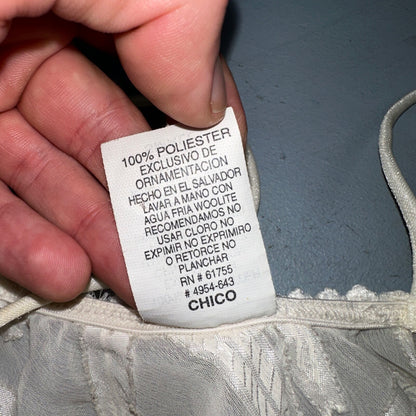 VTG 1970s Chico Lingerie Slip Dress Sleepwear Full Sweep Nightgown Lace Hearts