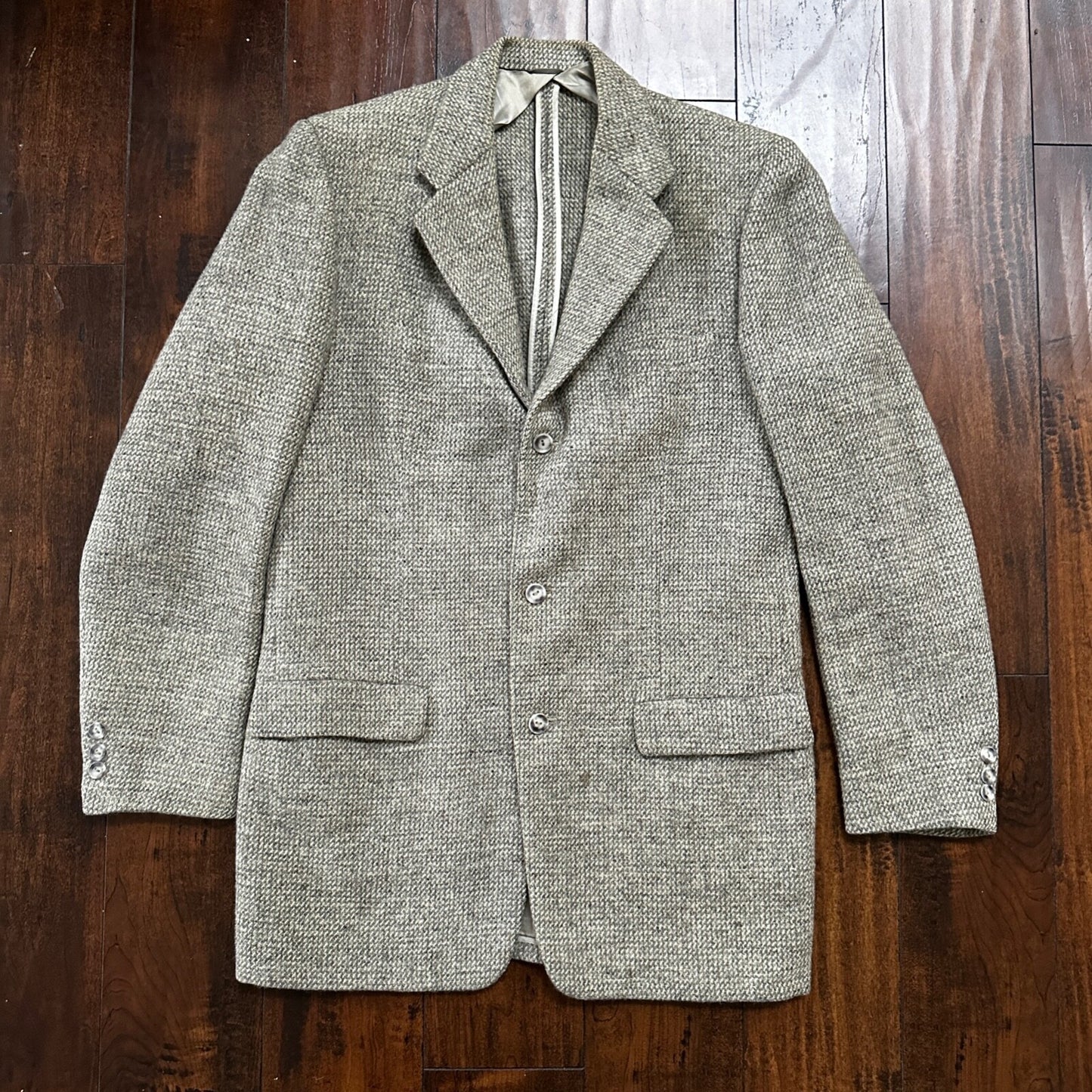 Vintage 1960s Robert Hall Smoke Grey Tweed Shaggy Flecked Blazer Jacket 60s
