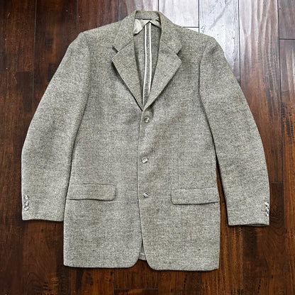 Vintage 1960s Robert Hall Smoke Grey Tweed Shaggy Flecked Blazer Jacket 60s