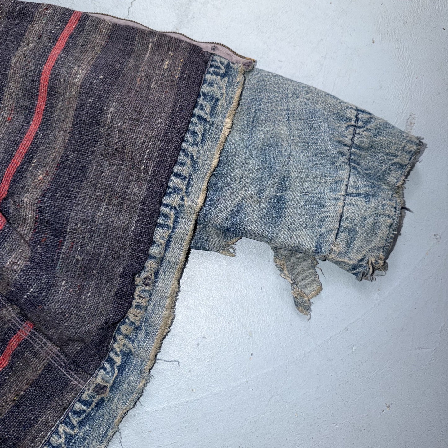 Vintage 50s 60s Hercules Blanket Lined Denim Bomber Jacket USA Coat Thrashed