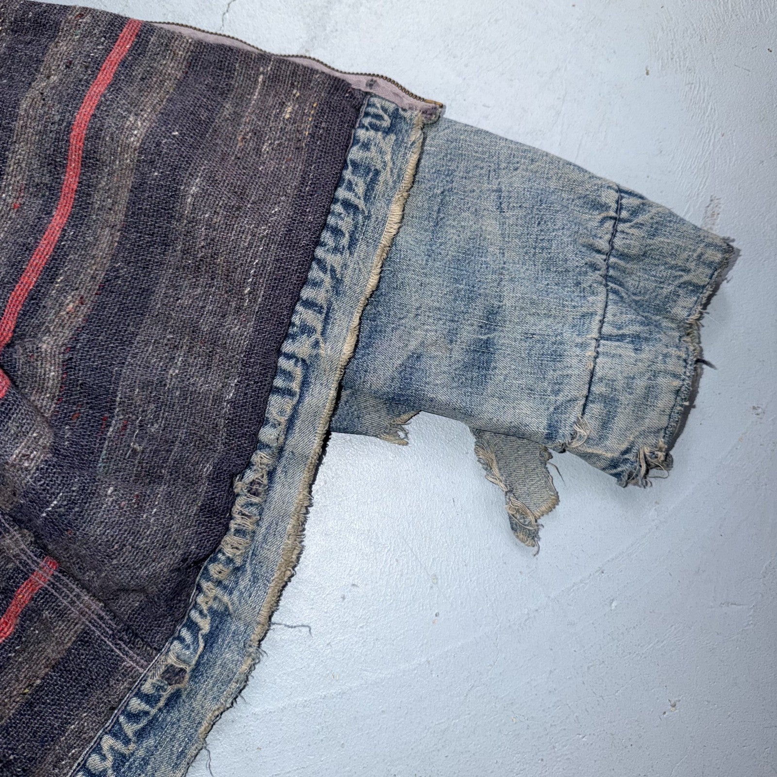 Vintage 50s 60s Hercules Blanket Lined Denim Bomber Jacket USA Coat Thrashed