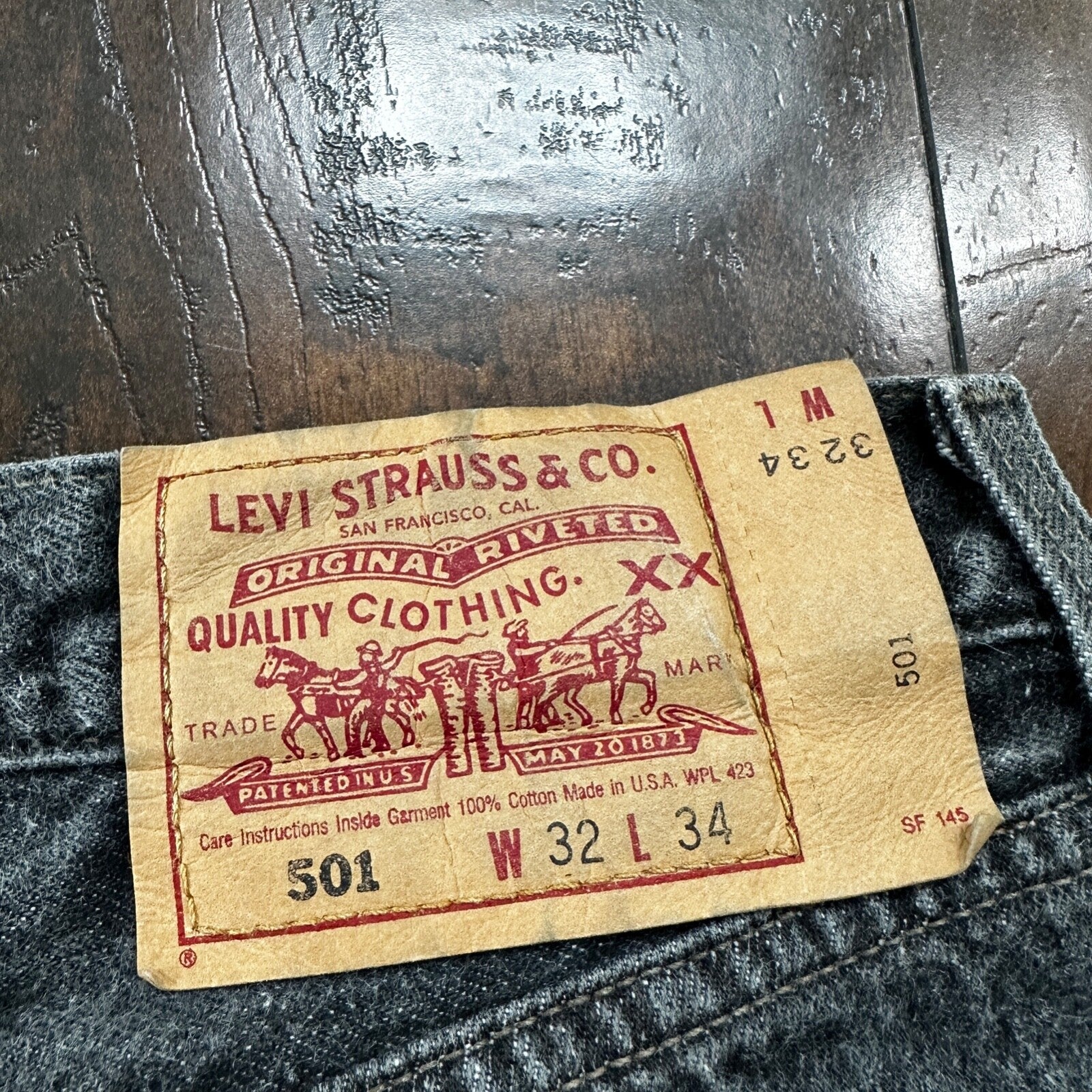 VTG 90s Levis 501 Button Fly 32x34 USA Tag Jeans Black Wash XX Act 30x32
