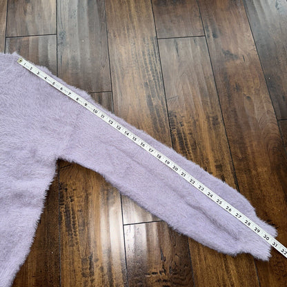 Nasty Gal Womens Fuzzy Sweater Purple Crew Neck Long Sleeve Mohair Vtg Style