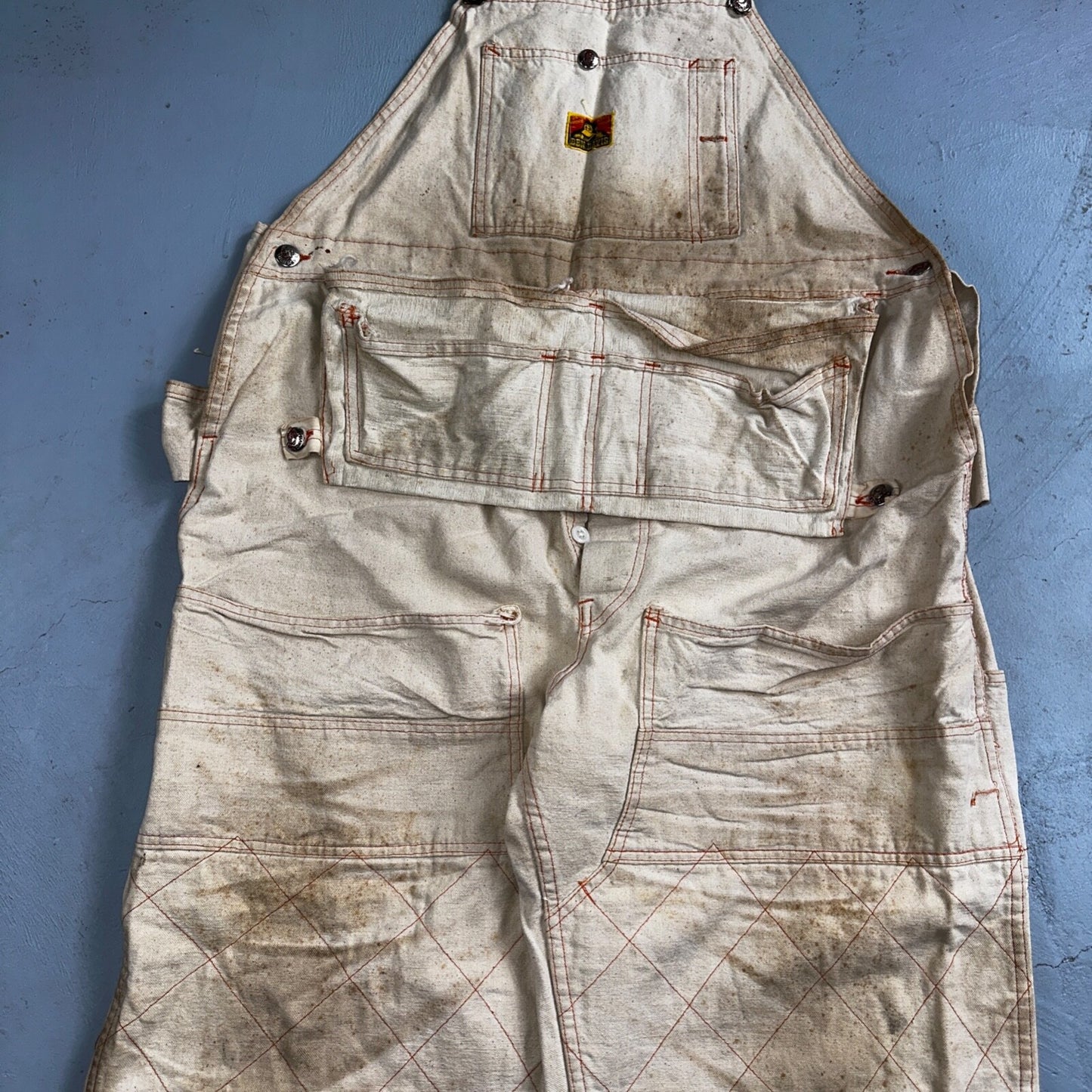 Ben Davis Vintage 60s Yellow Tag Canvas Overalls Pants Union 1960s USA Thrashed