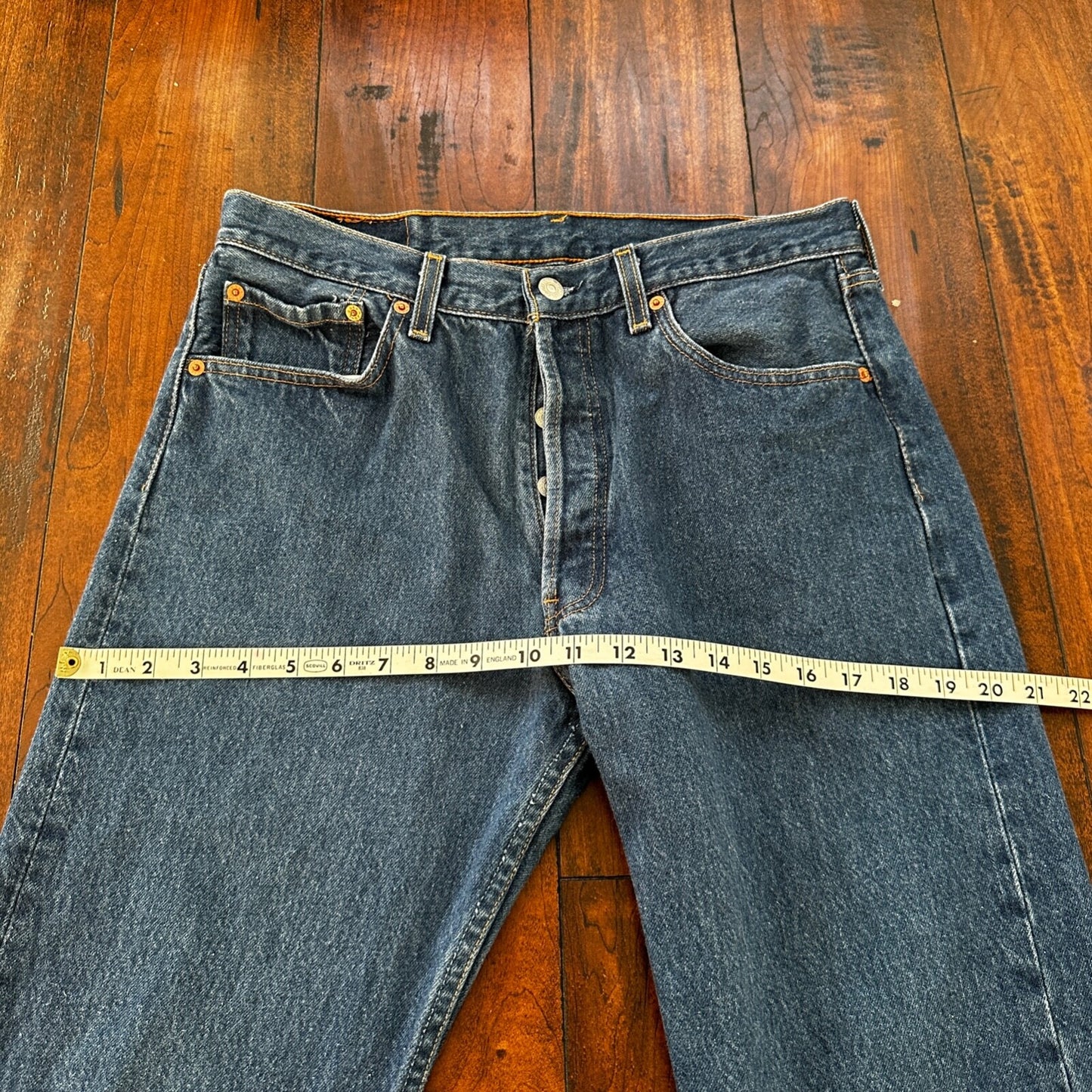 VTG Levis 501 XX Button Fly 90s USA Jeans Denim Straight Capri 34x30 Act 30x25