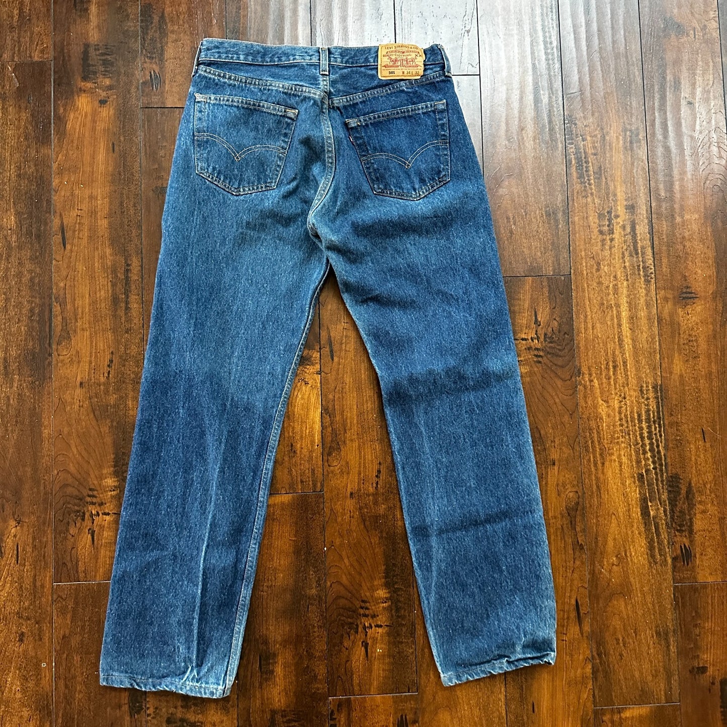 Levis 501 Vintage 90s USA XX Straight Leg Jeans Blue Med Wash 34x32 Act 31x30