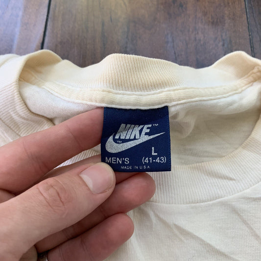 Vintage Nike T Shirt USA Rare Blue Long Sleeve 80s Volleyball 90s Sports Pink