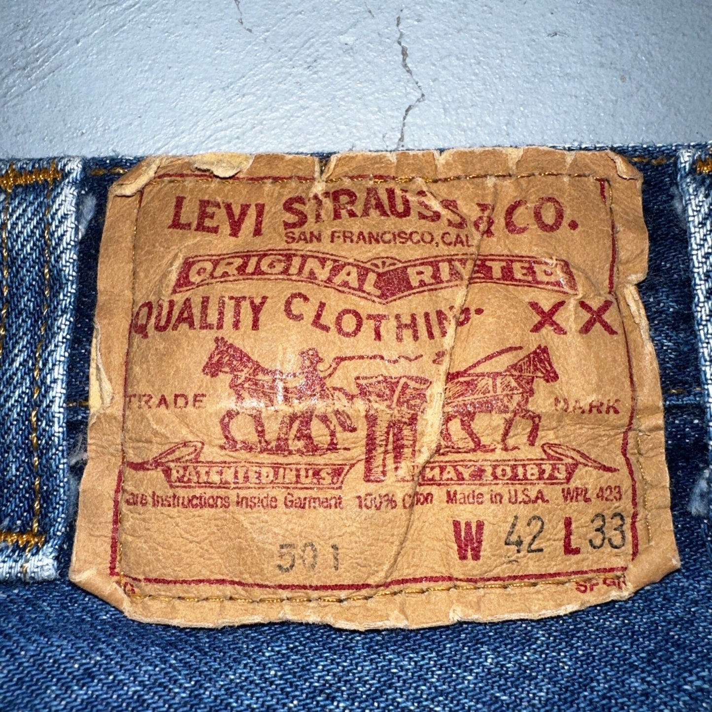 Levis 501 Vintage 90s USA XX Straight Leg Jeans Blue Med Wash 42x33 Act 37x29