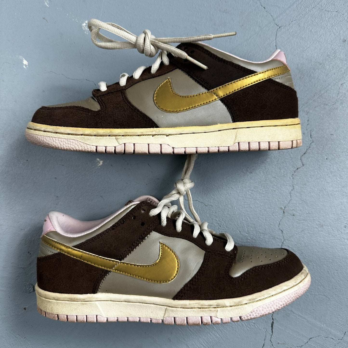 Nike Dunk Low 2007 GS Chino Metallic Gold Rare 309601-271 Brown Purple  5Y W 6.5