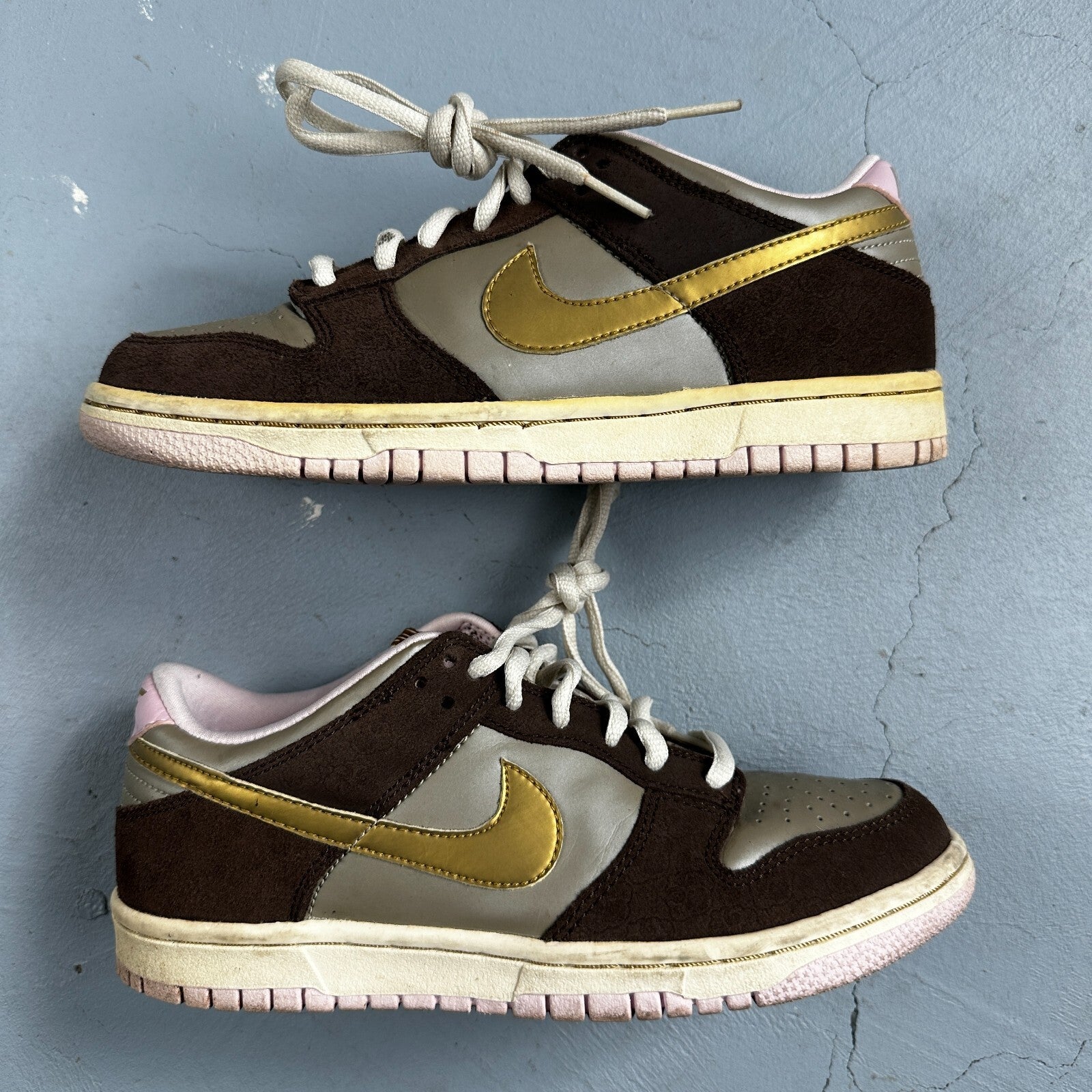 Nike Dunk Low 2007 GS Chino Metallic Gold Rare 309601-271 Brown Purple  5Y W 6.5