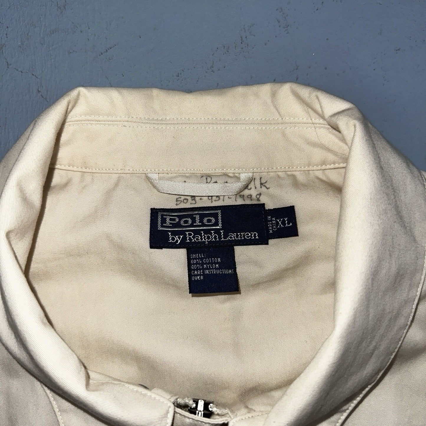 Polo Ralph Lauren Jacket VTG 90s Mens XL Tan Khaki Dad Full Zip Side Belted