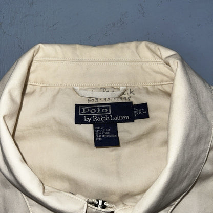 Polo Ralph Lauren Jacket VTG 90s Mens XL Tan Khaki Dad Full Zip Side Belted