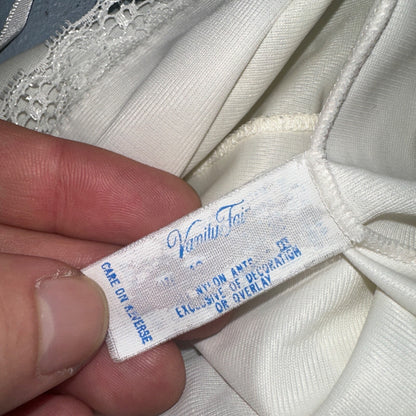 Vintage 1970s Vanity Fair Slip Dress Sleepwear Full Sweep Nightgown Lace 70s