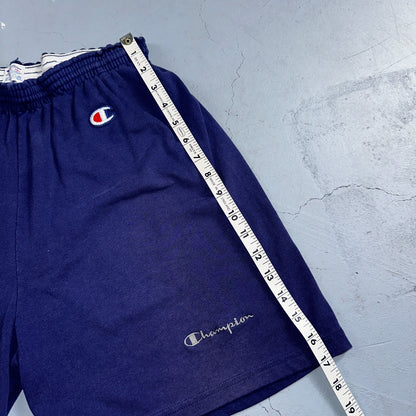 Champion VTG USA 80s Sweat Gym Shorts Large Navy Blue Faded Reverse Weave 1980s