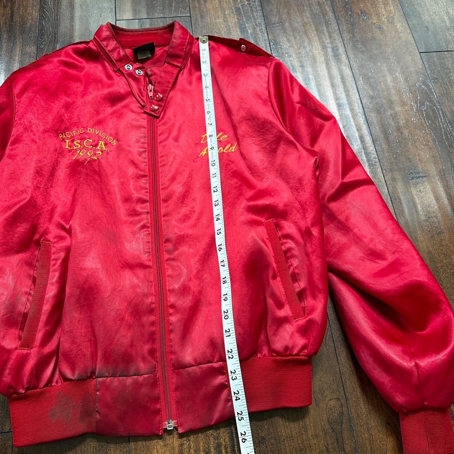 VTG 90s GTX Pacific Divison Satin Bomber Jacket USA Rare 80s ISCA Dale Arnold