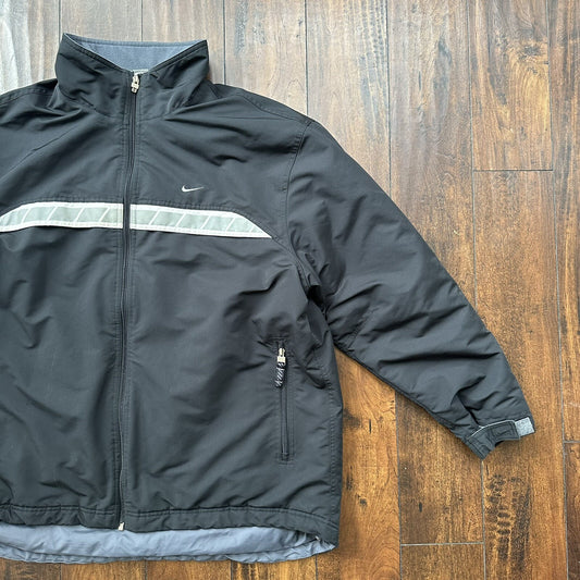 Nike Jacket Adult XL Black Nylon Softshell Fleece Coat 3M Warm Vintage Y2K 90s