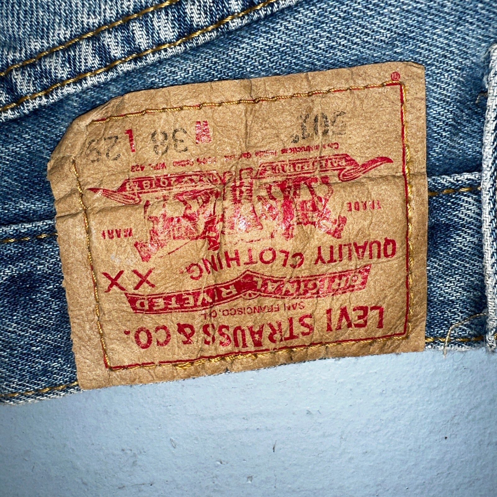 Levis 501 Vintage Y2K XX Straight Leg Jeans 90s Blue Light Wash 38x29 Act 36x27