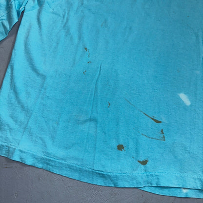 Fruit Of The Loom Long Sleeve Blank VTG T Shirt Lot XL Blue Thrashed Grunge