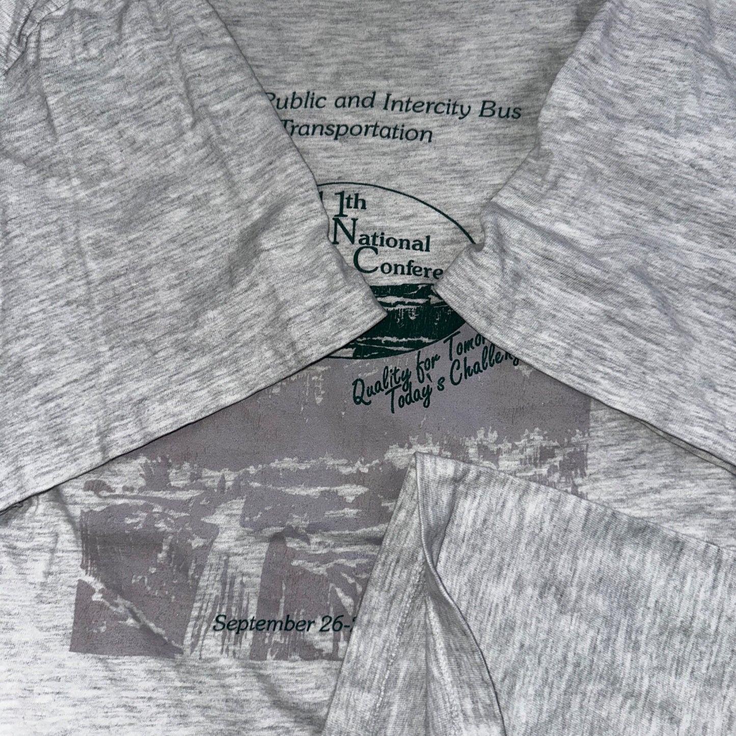 Hanes Beefy Gray Utah Park City VTG T Shirt 90s Bus Trees Forest Hiking Art