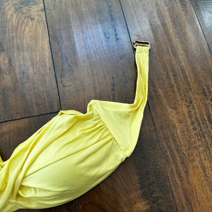 Yellow Womens Swim Suit Top Size S Lace Ruffle Strapless Padded Plus Extra